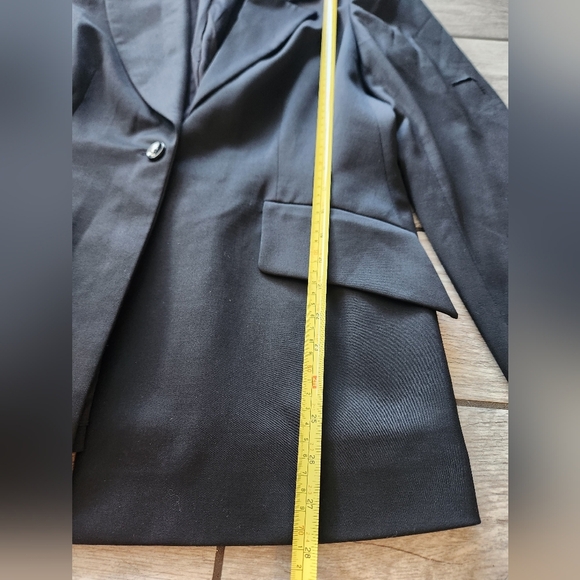 ESCADA Wool Black Blazer Women's Sz 42 Large Stretch Business Jacket 1 button - Picture 10 of 16
